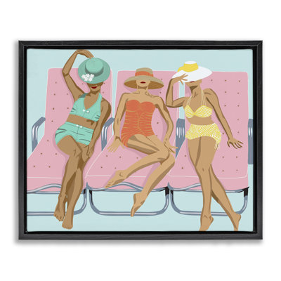 «Glam Beach Friends», art mural encadré sur toile flottante par Jen Bucheli