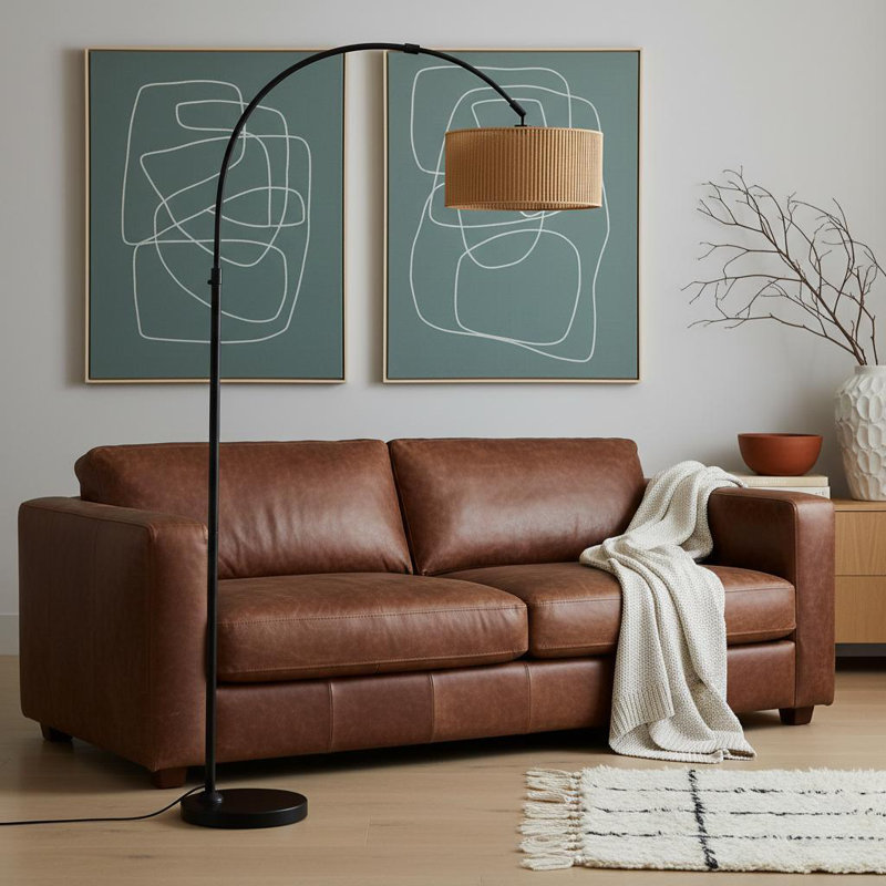 Lampadaires avec télécommande pour le salon, lampe sur pied à arc avec télécommande et ampoule à intensité variable, lampe sur pied en rotin Boho avec 3 températures de couleur, lampe haute réglable pour la chambre à coucher, lampe de lecture sur canapé