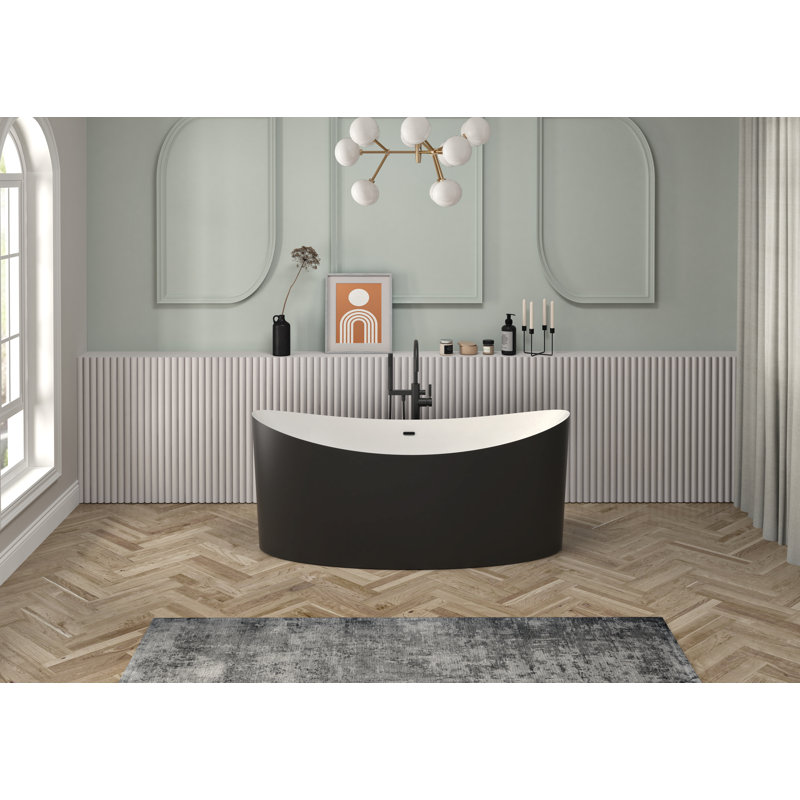 68.5'' x 31.5'' Freestanding Soaking Acrylic Bathtub, Matt Black