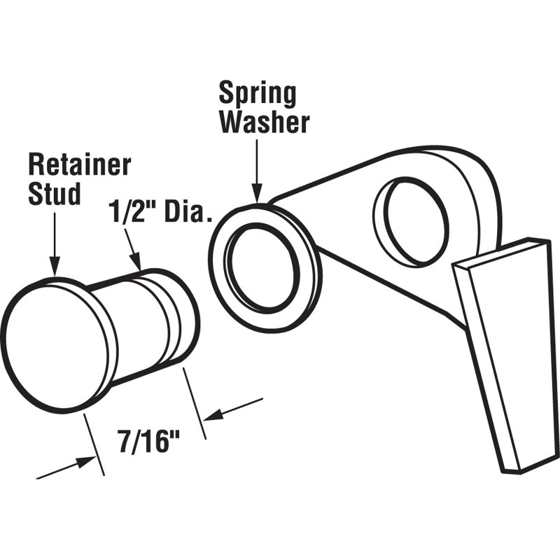 Loquet pour fenêtre Prime-Line, convient aux fenêtres coulissantes horizontales 710 de la série Rolleze, diamètre de la tige de 1/2 po, plastique noir, (paquet de 1)