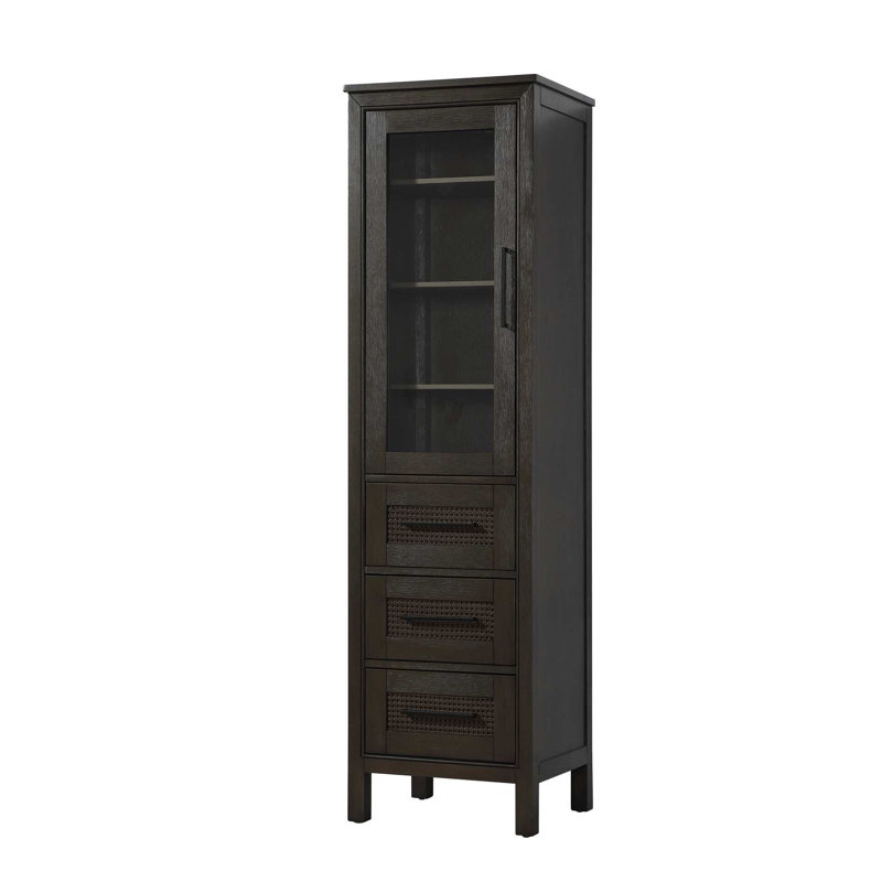 Armoire de rangement pour salle de bain 20 pouces en chêne chocolat, H 72 po x l 20 po x P 72 po, Chêne chocolat