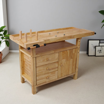 Wood Workbench - Wooden Workbench For Garage Workshop And Home