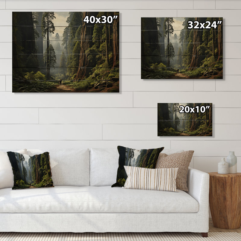 Séquoia et rois de la forêt I sur bois, H 30 po x l 40 po x P 0,78 po