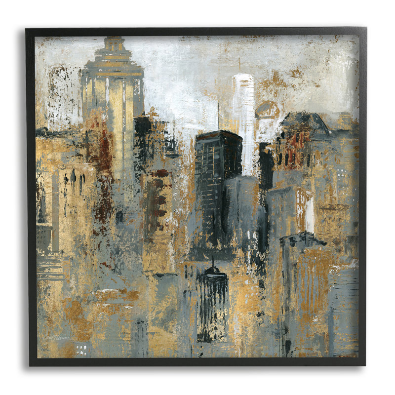 Abstrait, bâtiments urbains, Giclée encadrée noir minuit, H 12 po x l 12 po x P 1,5 po