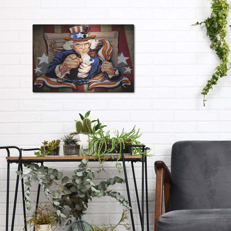 «Uncle Sam Patriot Personnage» par Flyland Designs, H 12 po x l 16 po