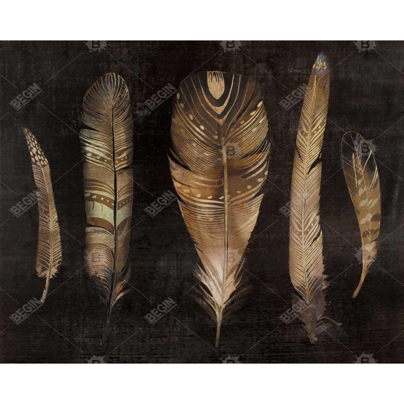 Brown Feather Set Print On Canvas