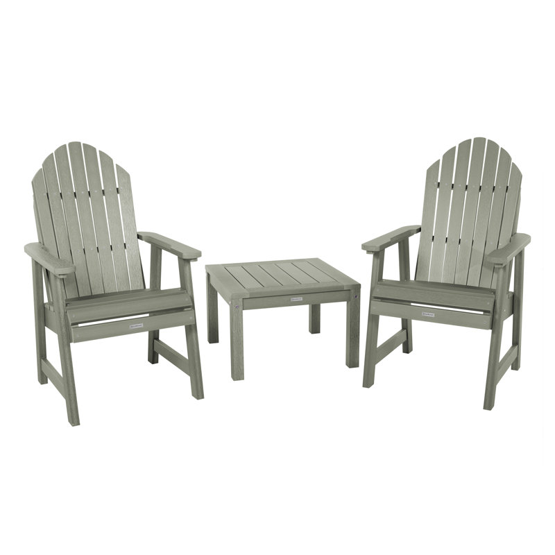 Anette Plastic Adirondack Chair with Table, Eucalyptus