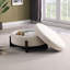 Repose-pieds rond élégant avec rangement à l'intérieur, pieds pliables en chêne, beige
