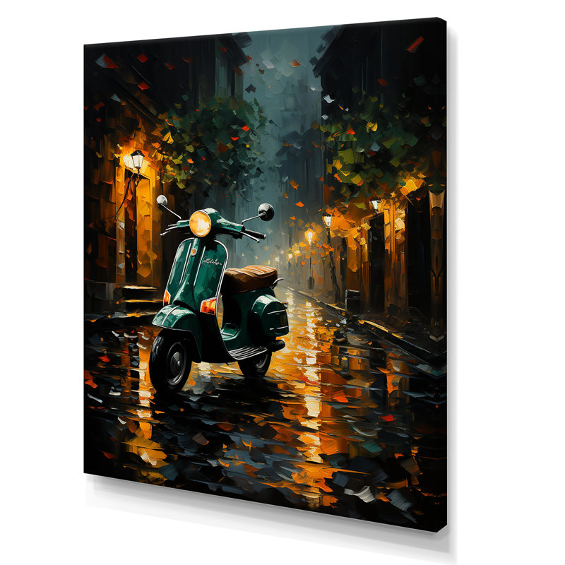 «Night Streets And Scooters III», reproduction sur toile, Toile tendue, H 20 po x l 12 po x P 1 po