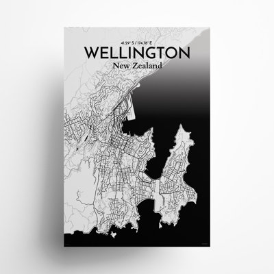 Wellington, carte de la ville, impression
