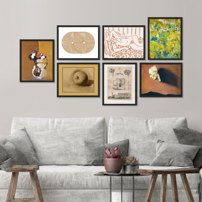 «Nude Woman», variété de fleurs abstraites géométriques et minimalistes encadrées sur papier, 7 pièces