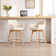 Lovetro Swivel Full Back Arms Upholstered 25.8"H Counter Stool with Solid Rubberwood Frame and Gold Footrest
