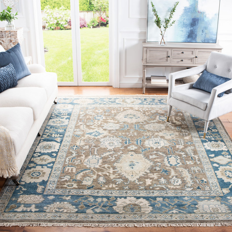Tapis oriental en laine noué à la main Oriental, Rectangle 9 pi x 12 pi