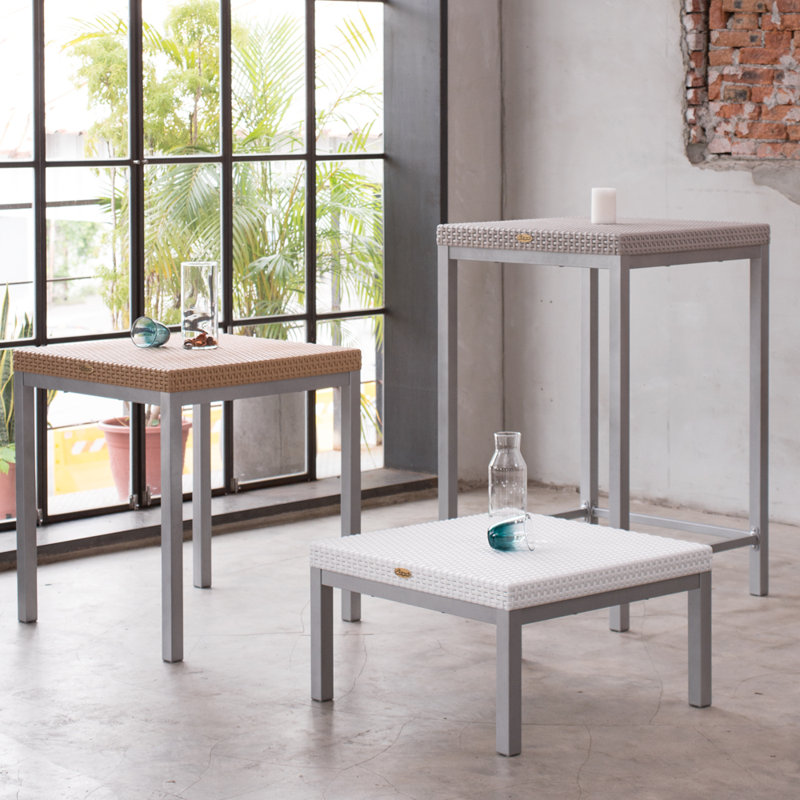 Raia Resin Outdoor Bar Table, Gray