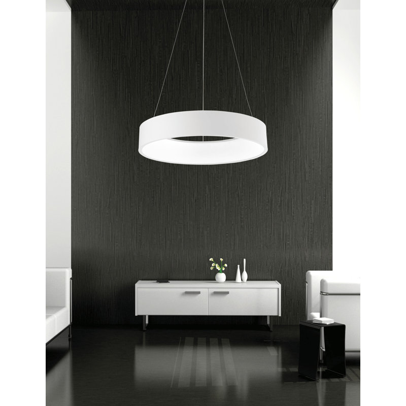 Rando 1 - Light LED Drum Pendant, White