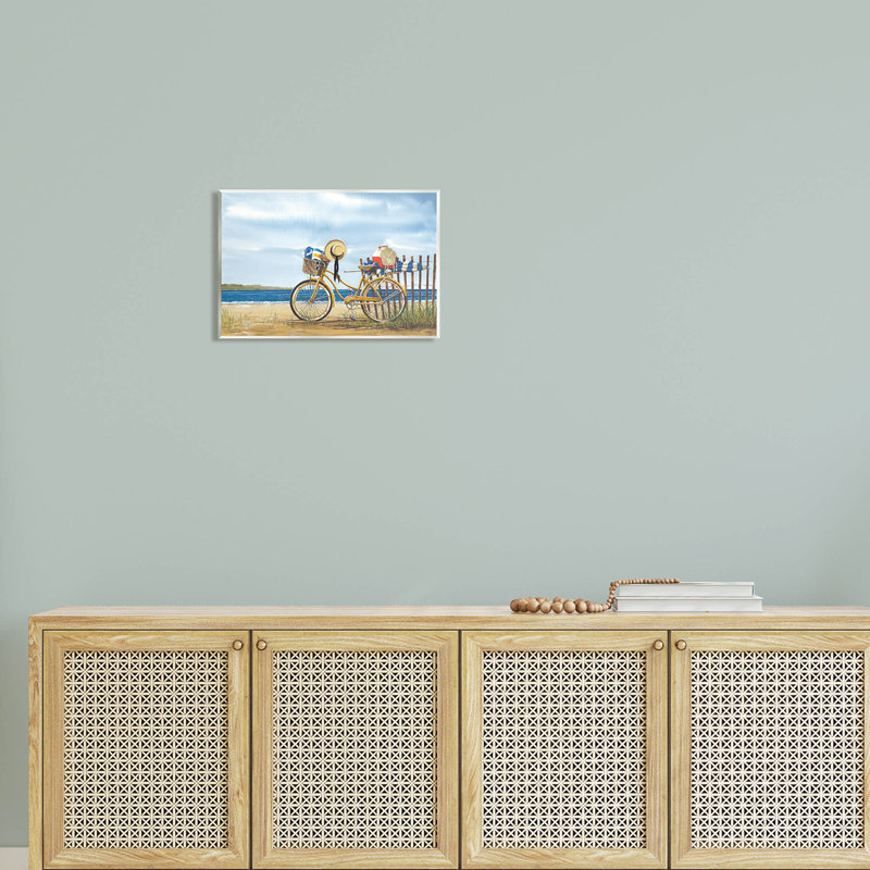 «Summer Bike Beach Day Waves», estampe numérique par John Rossini, H 10 po x l 15 po x P 0,5 po, Bois