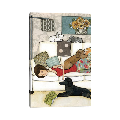 «Passed out with Poodles» par Jamie Morath - peinture sur toile tendue