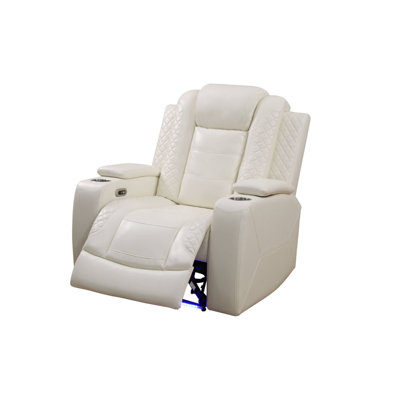 White Breathing Leather Living Room Recliner Chair