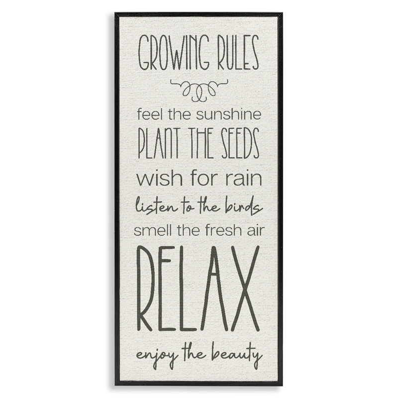 Serene Gardening Rules, giclée encadrée, design par Lil 'Rue, Giclée encadrée noir minuit, H 24 po x l 10 po