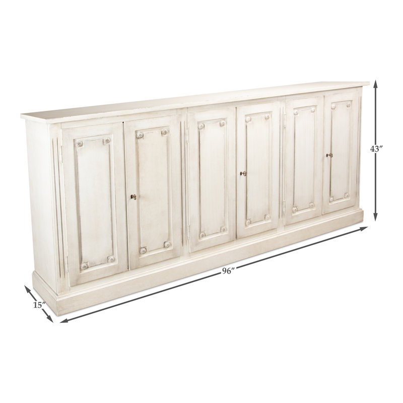 Pagnano 96'' W Solid Wood Sideboard, White/White