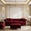 Canapé Chesterfield 82,6 po Mid-Century moderne avec capitonnage à boutons, garniture cloutée, accoudoirs roulés et 3 coussins-133070713