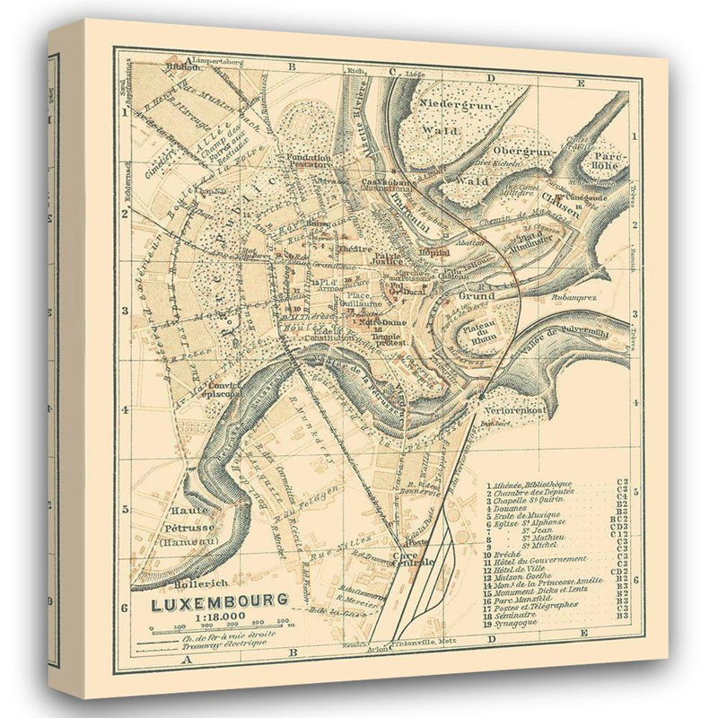Art sur toile tendue avec Willed Forge Baedeker Gallery: Europe, Luxembourg, Baedeker, 1910, H 41 po x l 36 po