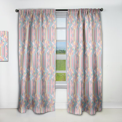 Colorful Geometry in Pink, Blue, Yellow and Black - Geometric Modern Blackout Curtain Single Panel