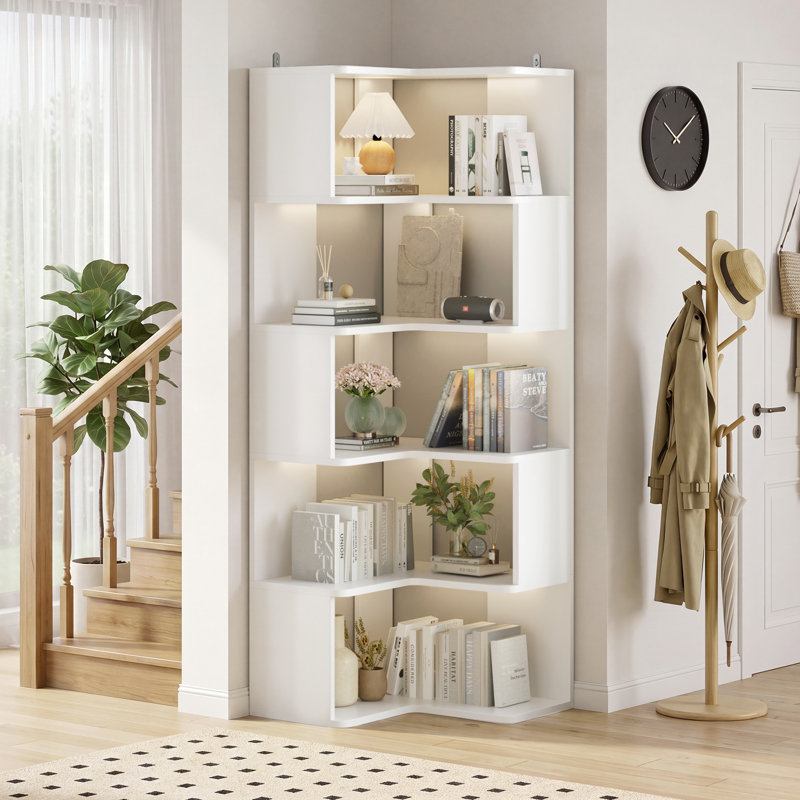 Étagère de rangement blanche à 6 niveaux avec étagère de rangement moderne en L