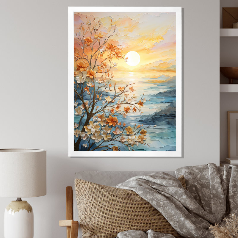 Impression sur toile Ivoneta Bold Sunrise Eernal Renewal I - lever et coucher de soleil, H 32 po x l 24 po, Blanc