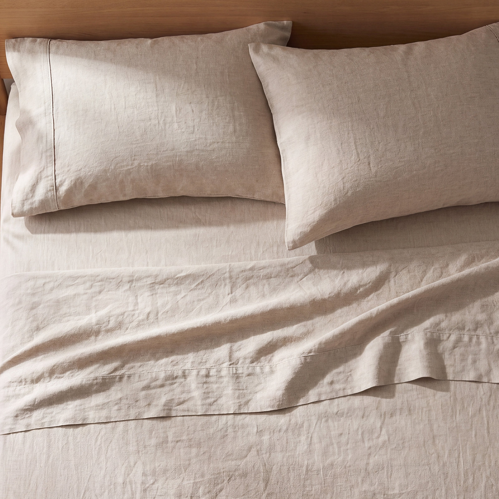 Linen Sheet Set, Natural, Cal.King Pack + 1 Fitted Sheet + 2 Pillowcase