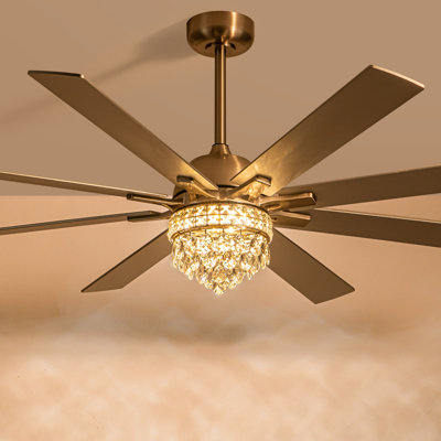 65 in. Brushed Nickel 8-Blade Silver Download Mount Fandelier Ceiling Fan with LED Light, Remote and APP Control