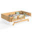 Lit simple au sol avec garde-corps et bibliothèque Montessori, structure de lit en bois massif, blanc et naturel-131202360-131202361