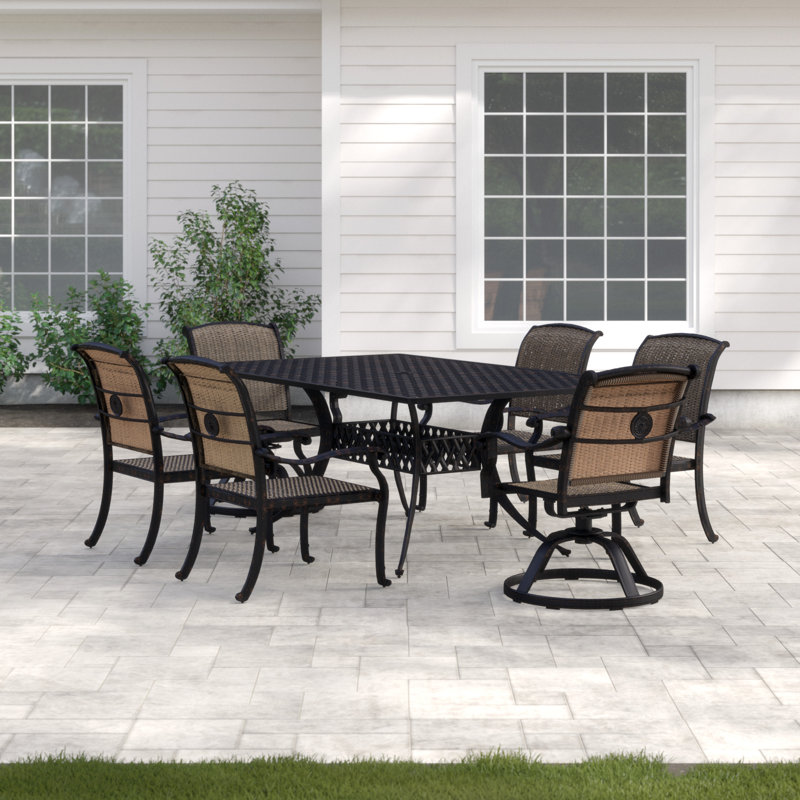 Harland 6 - Person Metal Patio Dining Set with Rectangular Table