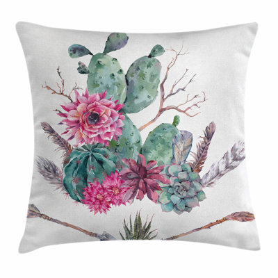 Cactus Exotic Bouquet Square Pillow Cover