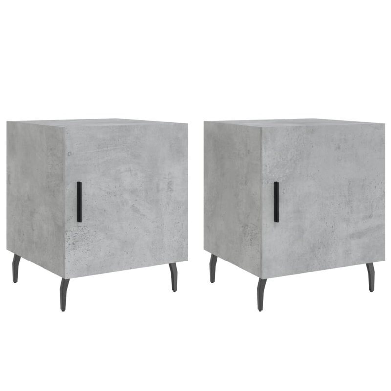 Mearle 40cm W Iron Bedside Table, Concrete Grey, Set of 2