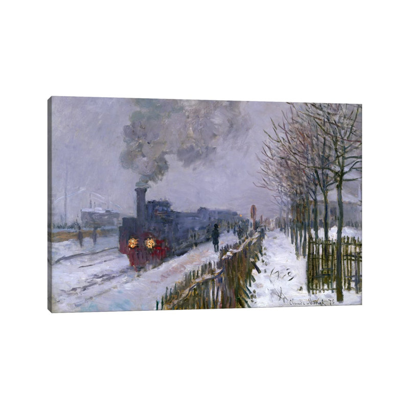 Train dans la neige ou locomotive, 1875 - Giclée sur toile tendue avec châssis