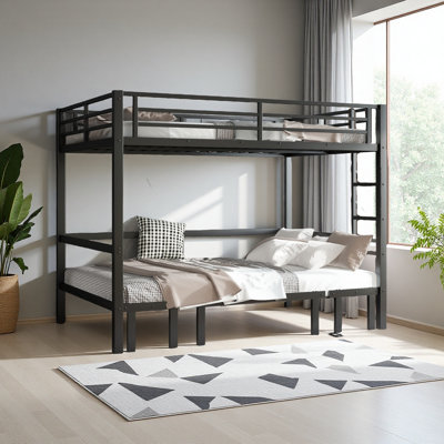 Pull-Out Bunk Bed, Lower Bunk Can Be Pulled Out In Three Sections, Top Bunk Equipped With Safety Rails