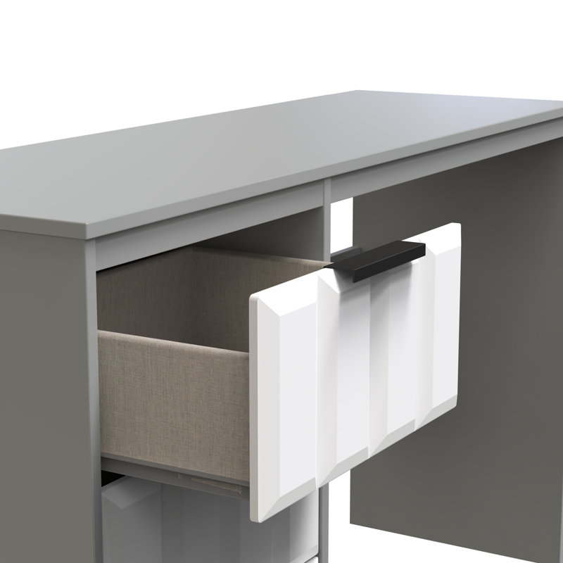 Besian 3 Drawer Desk  (Ready Assembled), White Matt/Dusk Grey