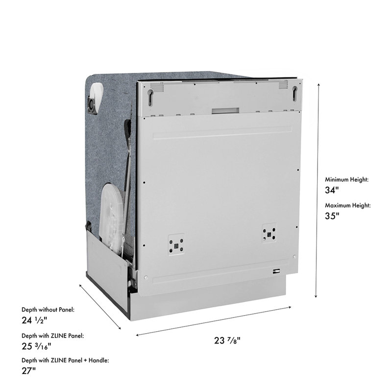 ZLINE Autograph 24 in. 3rd Rack Dishwasher with Auto Door Open, 44dBa, Panel Ready & Black Handle, Matte Black
