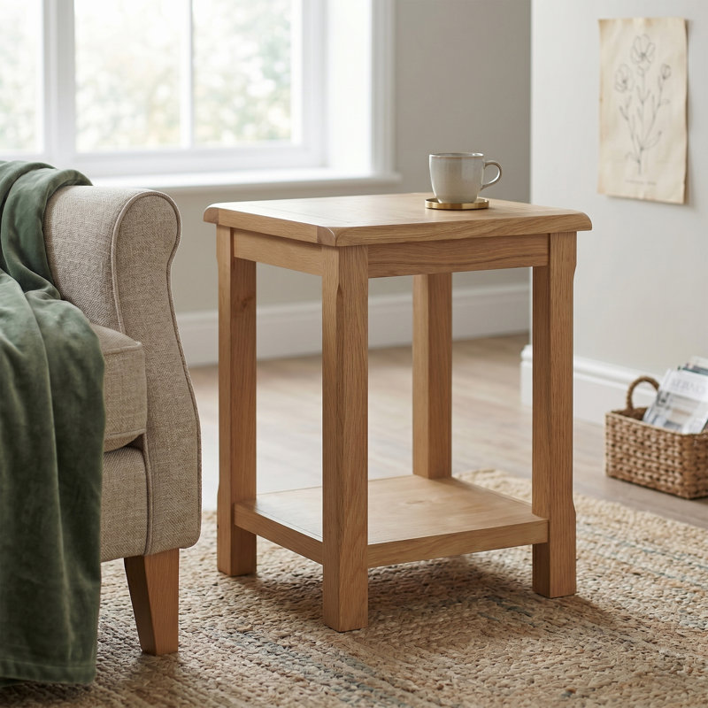 Kings Point Solid Wood End Table, Oak
