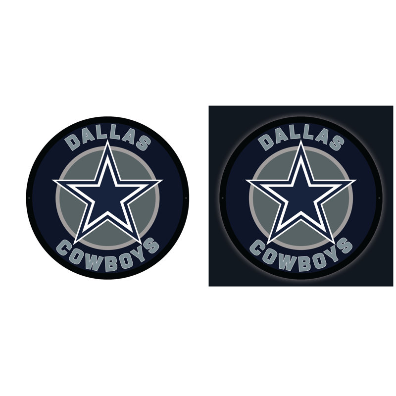 NFL LED Round Lighted Wall Sign, Dallas Cowboys