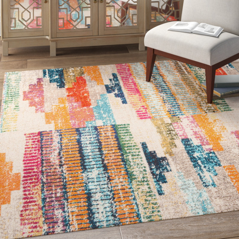 Felty Abstract Area Rug, Rectangle 4' x 6'