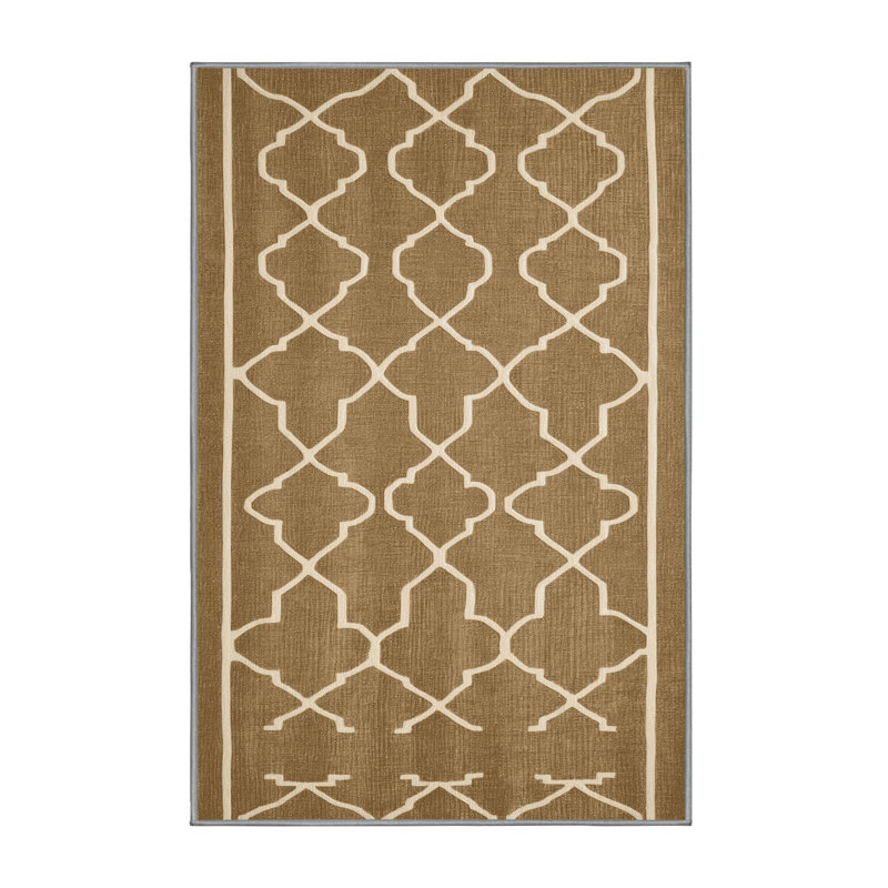 Machine Washable Trellis Brown Area Rug, Runner 2' x 4'
