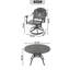 Ensemble de salle à manger 7 pièces en fonte d'aluminium toutes saisons, comprenant 6 chaises pivotantes et une table ronde de 47,24 po avec structure noire-1156348673