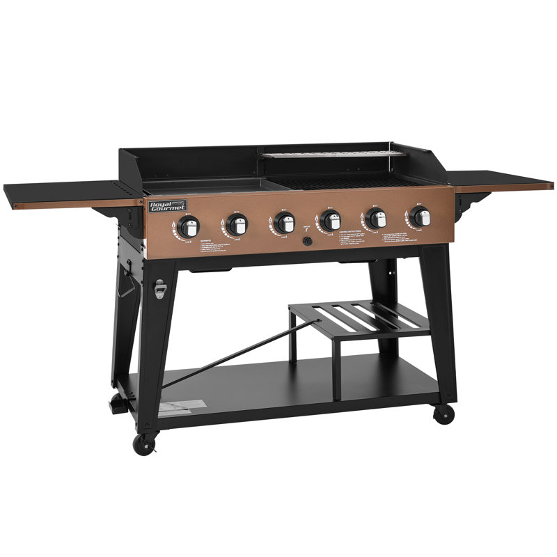 Royal Gourmet 6-Burner Gas Grill and Griddle Combo, 78,000 BTU Output for Outdoor, Bronzed