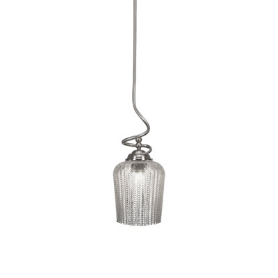 Luminaire suspendu Capri, fini nickel brossé et verre texturé argenté de 9 po