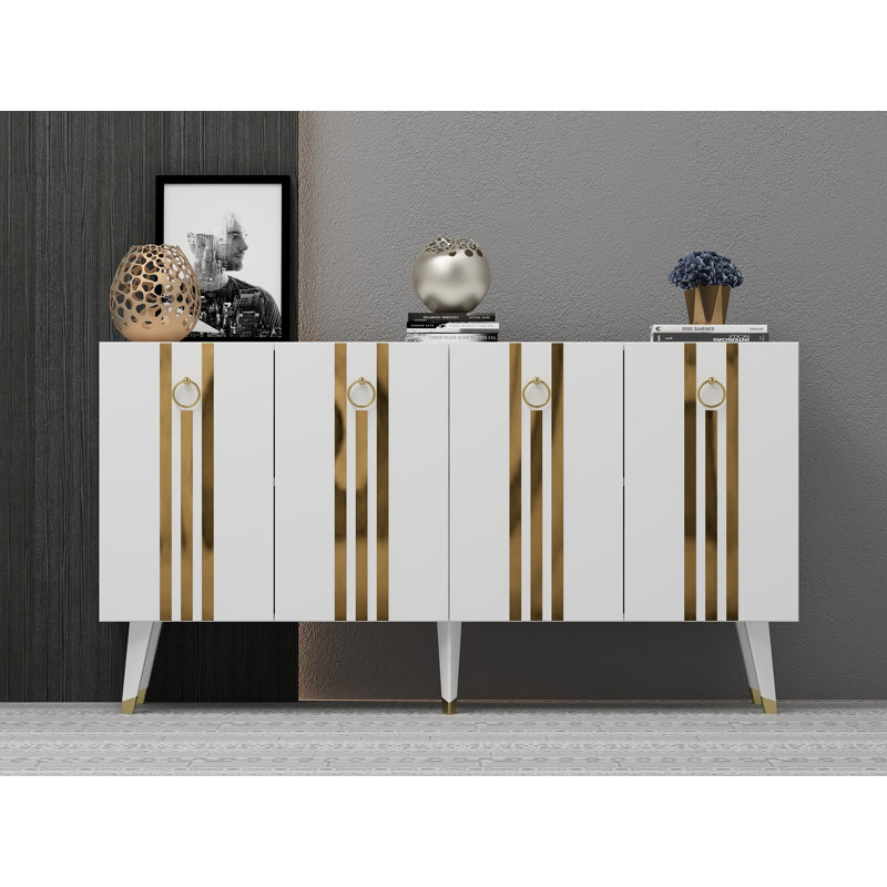 Olivia 80cm Console Table, White/Gold