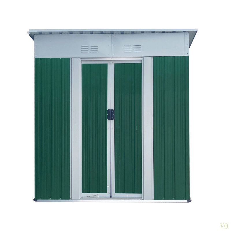 5X3 Feet Small Mini Outdoor Storage Sheds Pent Roof With Aluminum Alloy Frame And Sliding Door, Green