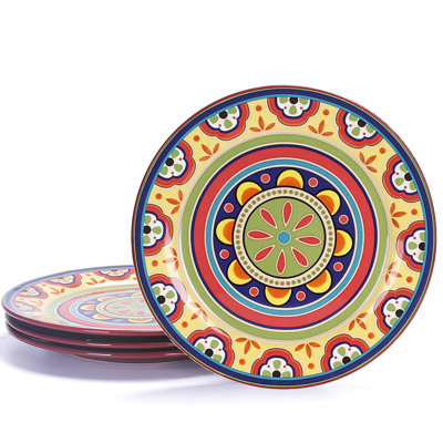 Ceramic Dinner Plates, 11 Inch Large Plates For Pasta And Steak, Microwave And Dishwasher Safe, Set Of 4, (Tunisian)