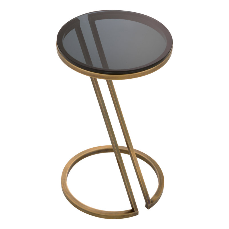 Falcone Glass End Table, Vintage Brass